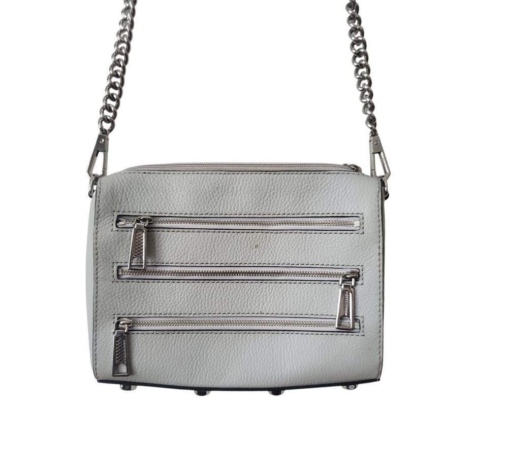Rebecca Minkoff 3 Zip Leather Crossbody Bag/Purse Blue/Gray Size Medium